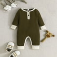 thumbnail image 2 of WUXIAN Toddler Boys Girls Long Sleeve Patchwork Colour Ribbed Romper Jumpsuit Onesie Baby Children Versatile Dailywear, 2 of 7