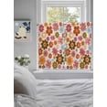 thumbnail image 3 of Bohemia Floral 2 Panel Kitchen Curtains for Windows, Vintage Orange Pink Flowers Boho Style Beige Bathroom Privacy Curtain, Home Décor Window Treatment for Bedroom/Living Room 55"x45", 3 of 6