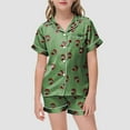 thumbnail image 2 of Girls Button Down Pajamas Size 7-8 Kids Girl Pajama Set with Headband Blindfold Hair Tie Toddler Boy Girl Satin Silky Button-up Pajama Sleepwear, 2 of 6