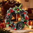 thumbnail image 7 of 7.87‑inch Handmade Artificial Christmas Front Door Wreath, Red Berries Pinecone Mushroom Fern Decor Wreath, Holiday Wreath for Home indoor Outdoor Display, 7 of 7