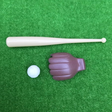 

NUOLUX 1 Set Miniature Baseball Bats Gloves Ball Kit Decorative Simulation Sports Tiny House Accessories