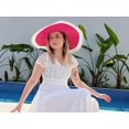thumbnail image 5 of Sombrero Derby de verano de ala ancha de paja para mujer, sombreros suaves plegables para el sol para la playa, 5 of 5