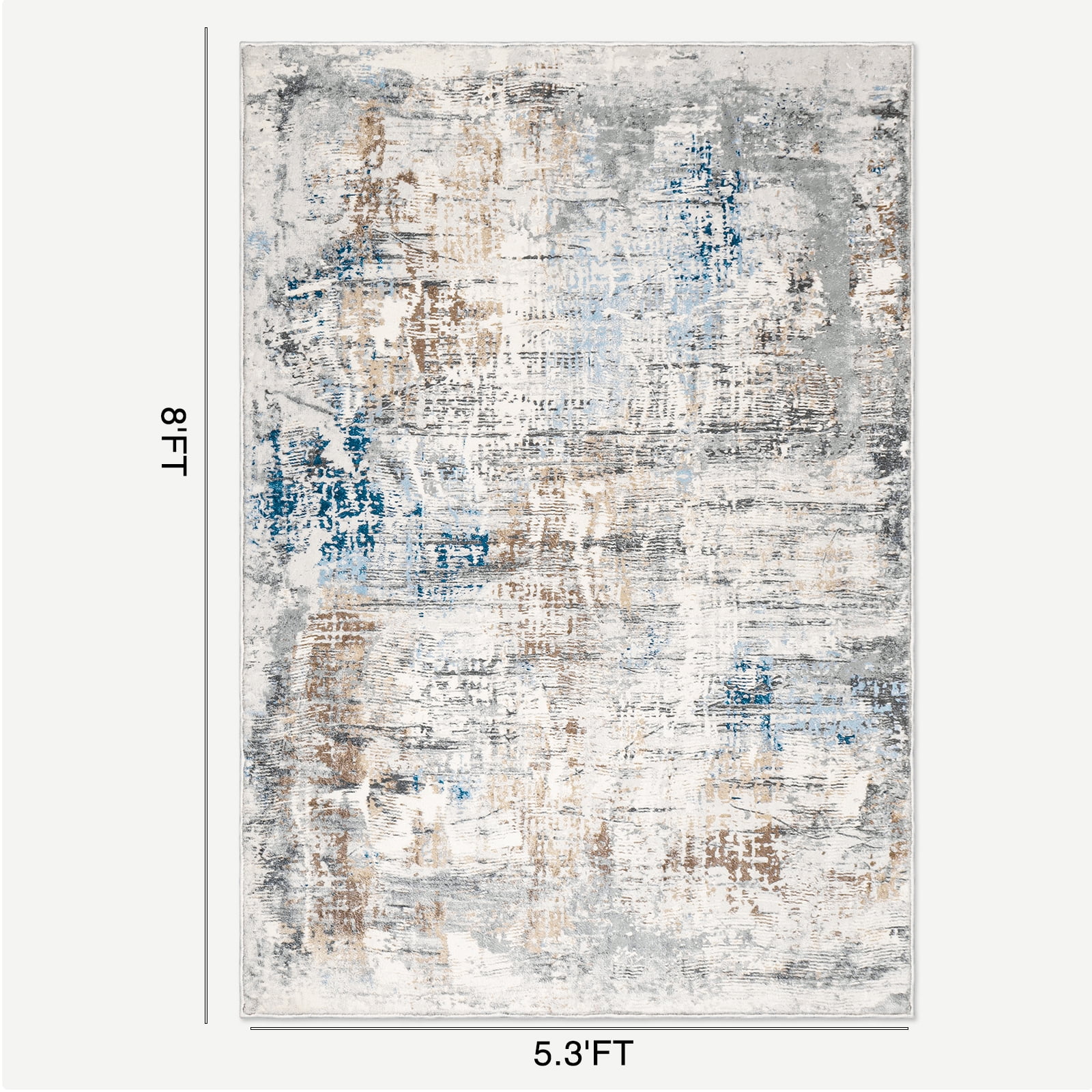 5.3x8ft Area Rug for Living Room Washable Rug for Bedroom Kitchen Dining Room Rugs Non-Slip Home Decor Carpet Faux Wool Rug Morden Art Ultra Soft Area Rug