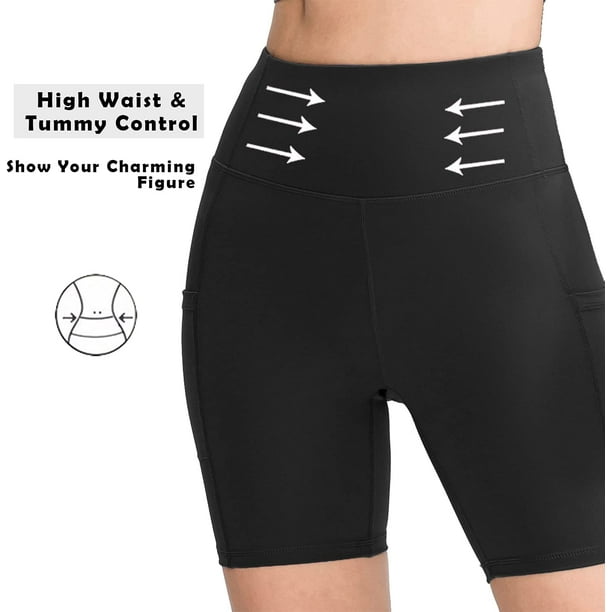 Yoga Shorts for Women High Waist Short Leggings with Pockets Tummy Control  Bike Shorts 