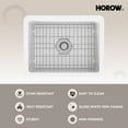 thumbnail image 5 of HOROW White Undermount/Topmount Kitchen Sink, 19"D x 24"W x 11"H Rectangular with Bottom Grid and Strainer Drain, 5 of 9
