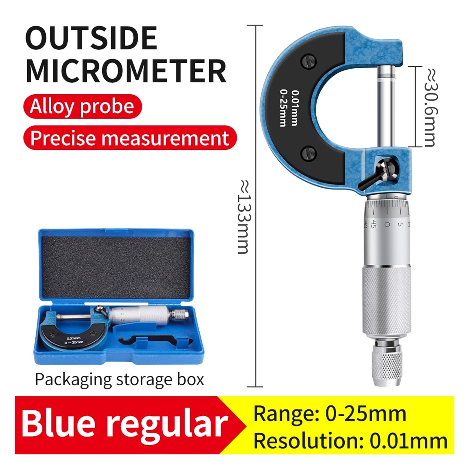0-25MM Caliper Outside Micrometer Machinist Measuring Tool 0.01mm Accuracy Precision Metal Gauge Vernier Calipers ,Your Good Helper