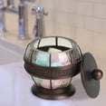 thumbnail image 3 of nu steel Resin crackled Ice Bathroom Vanity Countertop Storage Organizer Canister Jar for Cotton Swabs, Rounds, Balls, Makeup Sponges, Bath Salts - Oil rubbed bronze, 3 of 4