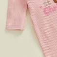thumbnail image 5 of felwors Infant Baby Girl Fall Outfit Sweatshirt Romper Ribbed Letter Print Jumpsuit Long Sleeve Bodysuit Cute Newborn Clothes, 5 of 7