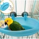thumbnail image 1 of Cuenca del baño del pájaro con la cuenca del baño de la piel del tigre del periquito del espejo, 1 of 5