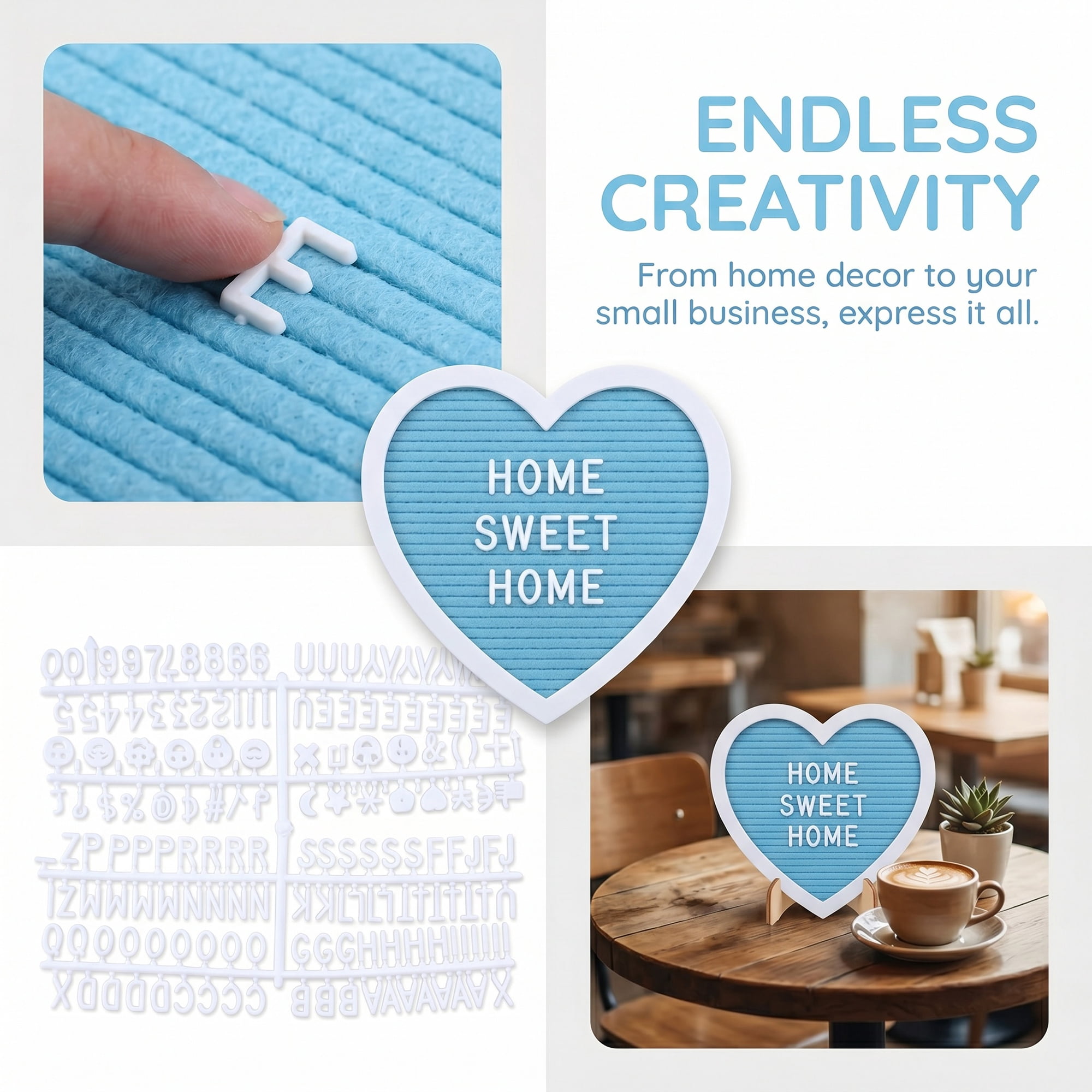 Unique Bargains Heart Shaped Message Board for Decor Gift Blue 10.23"L x 10.03 x 10.2"H