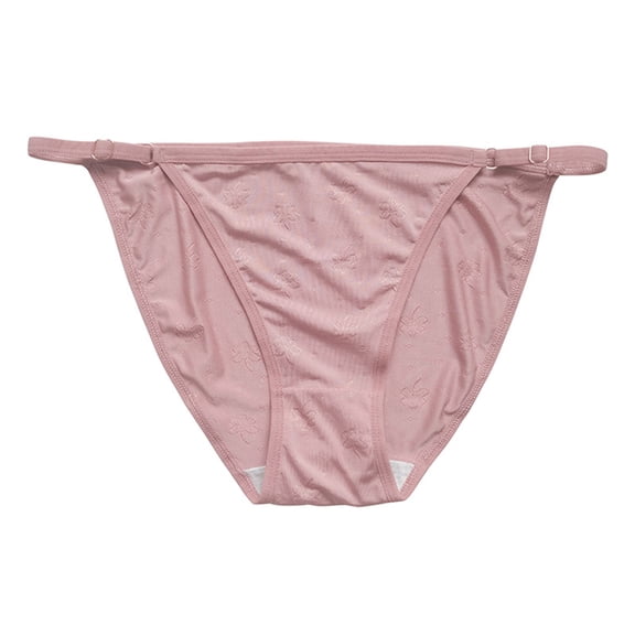 WULMLEO Adjustable G String Thongs for Women Sexy Transparent Underwear Low Rise Womens Thong Panties for Ladies Pink L