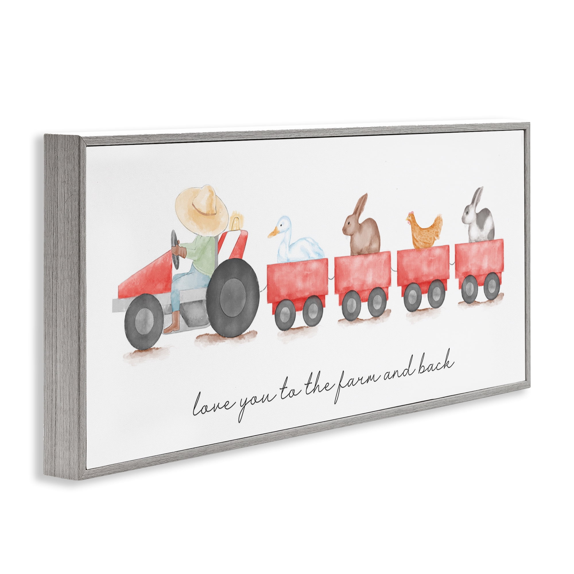 Stupell Industries Love You Farm & Back Animals & Insects Painting Gray Framed Art Print Wall Art, 24 x 10