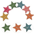 thumbnail image 4 of 50 botones de madera de colores con forma de estrella y dos agujeros para manualidades., 4 of 7