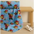 thumbnail image 4 of Soimoi Blue Cotton Poplin Fabric Leaves,Insect & Poppy Watercolor Printed Fabric 1 Yard 56 Inch Wide, 4 of 7