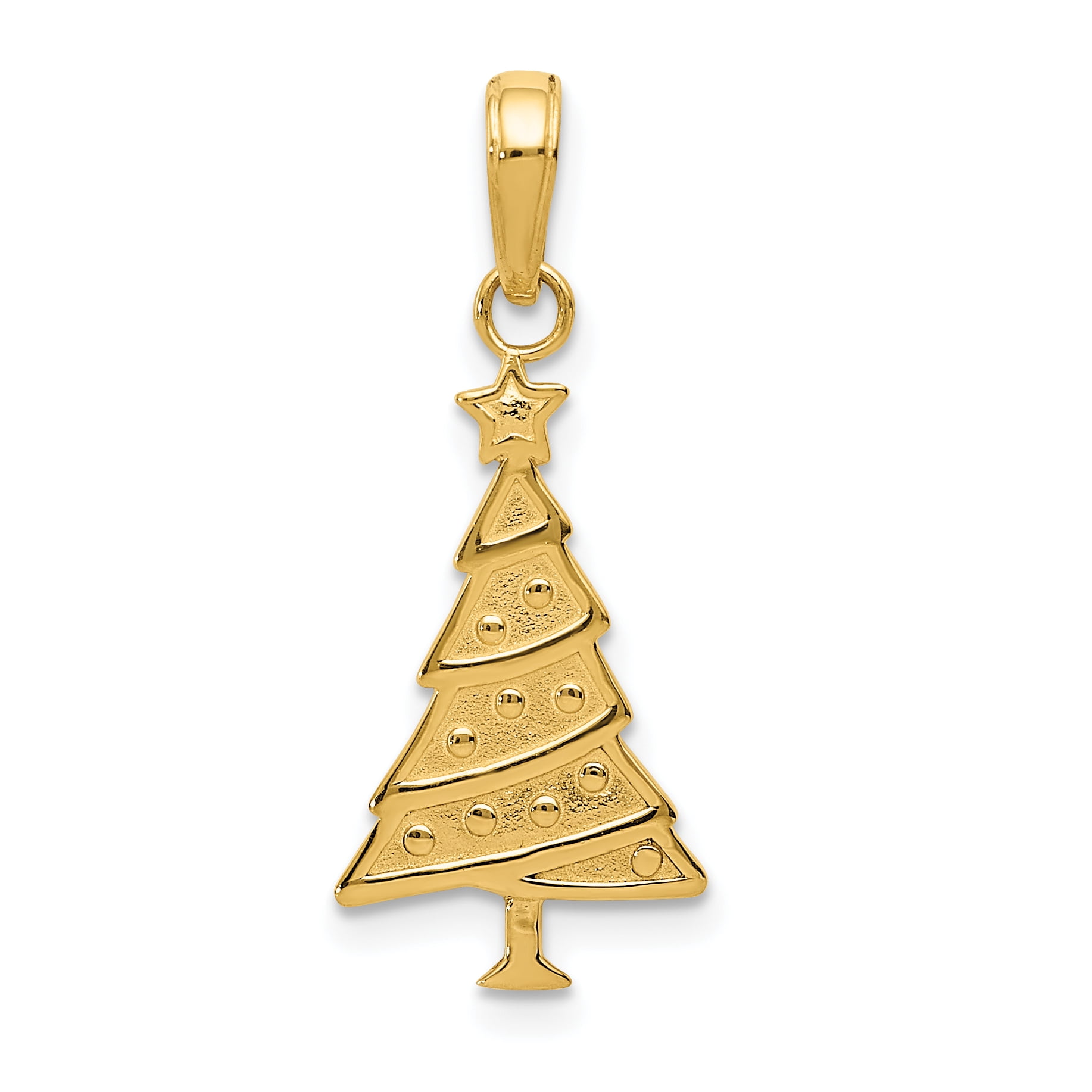 14k Yellow Gold Christmas Tree Pendant Charm Necklace Holiday Fine Jewelry Gifts For Women For Her
