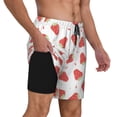 thumbnail image 2 of Cauagu Hand Drawn Strawberry Print Mens Swim Trunks Quick Dry Board Shorts Swim Shorts with Compression Liner Bathing Suits-Small, 2 of 6