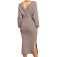 thumbnail image 2 of V-neck Maternity Nursing Dress Maternity Women Knit Outfits with Belt, 2 of 4