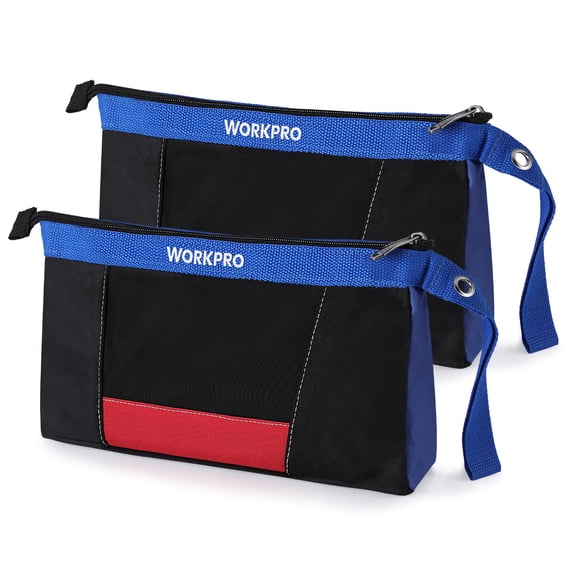 Paquete de 2 bolsas para herramientas WORKPRO 12 con cremallera para guardar herramientas