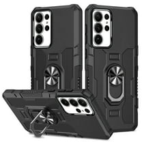 Phone Case for Samsung Galaxy S24 Ultra Case, S24 Ultra Phone Case Built in 360 Rotating Ring Stand, Luxury Heavy Duty Armor Hard PC Soft TPU Slim Phone Case for Samsung Galaxy S24 Ultra - Black