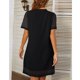 thumbnail image 2 of Vestido de encaje de lunares de manga corta con cuello en V,Vestido de encaje de manga corta con cuello en V corto para mujer Vestido de encaje de manga corta con cuello en V Funcionalidad versátil, 2 of 5