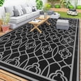 thumbnail image 1 of Outsunny Reversible Outdoor RV Rug, 9' x 18', Lantern, Black & Grey, 1 of 10