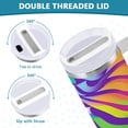 thumbnail image 3 of Yayeee 30oz Stainless Steel Tumbler with Straw and Handle Double-Wall Insulated Travel Water Bottle, Green Wavy Pattern, 3 of 8