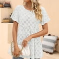 thumbnail image 3 of Camiseta de mujer con cuello redondo, manga corta con volantes, Color puro, holgada, elegante, Jersey de verano, 3 of 6