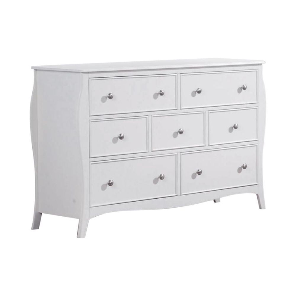 7Drawer Dresser with Flared Legs, White