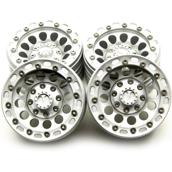 Aluminum Matte Silver 1.9 Inch RC Crawler Wheel Rims for Axial SCX10 D90-Pack of 4pcs Upgrade Performance