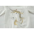thumbnail image 3 of POPTEM Toddler Girls Unicorn Sweatshirt Ruffle Trim Cotton Pullover Long Sleeve Shirt Outdoor Casual White Tops 3t, 3 of 6