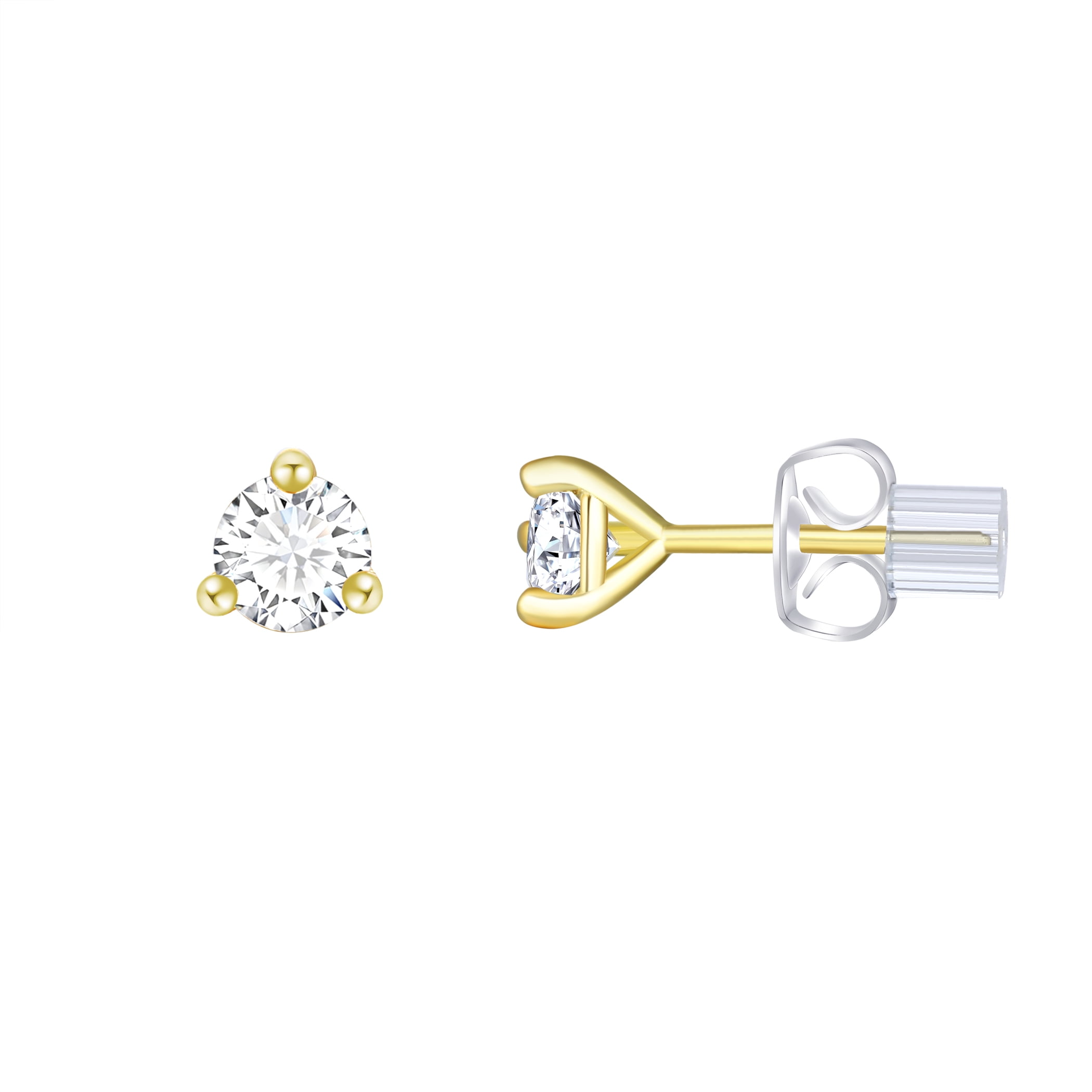 Brilliance Fine Jewelry Women's Simulated Diamond Earring Set with Hoop in 14KT Gold Plated Sterling Silver