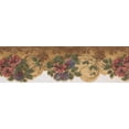 thumbnail image 2 of Fleurs Roses Prunes Violet Jaune Brun Damassé Rustique Bord Design Rétro, Rouleau 15' x 6,5'', 2 of 3
