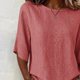 thumbnail image 4 of Neewe Women's Summer Casual Crewneck Half Sleeve T-Shirts Plain Loose Fit Cotton Linen Basic Tops Tees Blouses, 4 of 8