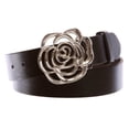 thumbnail image 1 of 1 1/2" Women's Snap On Western Engraving Hollow Out Perforated Rose Flower Buckle Belt, 1 of 1