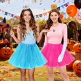 thumbnail image 2 of 5-Piece Blue Princess Cosplay Set for Women, Pink Tutu Skirt Costume Accessories with Gold Sequin Crown, Gloves & Gem Jewelry for Halloween Dress-Up, 2 of 6