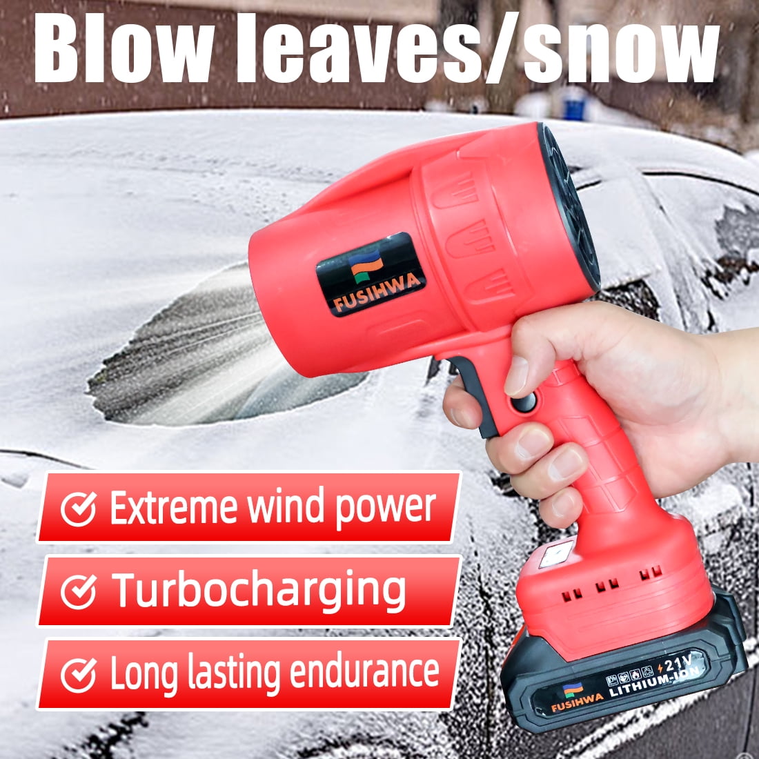 Handheld Mini Cordless Leaf Blower, 21V Battery Cordless Small Leaf Blower for Lawn Care, Patio, Car Dryer, Blowing Leaves and Dust,Battery Powered 400 CFM 100 MPH,Tiny Red Leaf Blowers