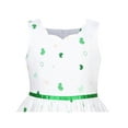 thumbnail image 4 of Girls Dress Green St Patrick Four Leaf Clover Bow Tie Summer Sleeveless 7 Years, 4 of 7