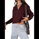 thumbnail image 3 of Cárdigan de Punto con Cuello Alto y Larga para Mujer, Moderno y Elegante, con Cremallera Frontal, Abrigo Extragrande para Otoño Vino Tinto L, 3 of 7