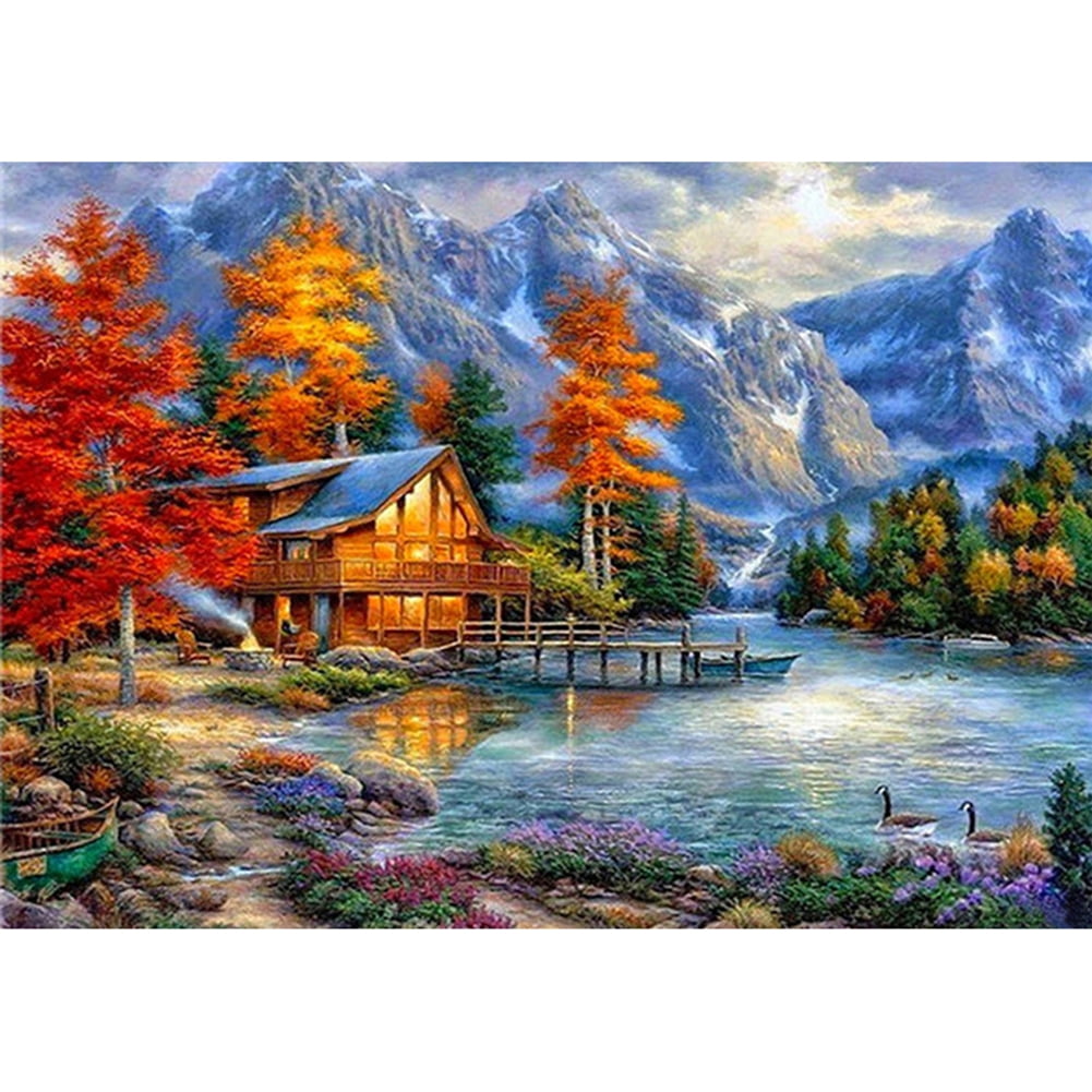 Mountain House 5D DIY Diamond Painting Mountain House Full Drill Picture Embroidery Home D 