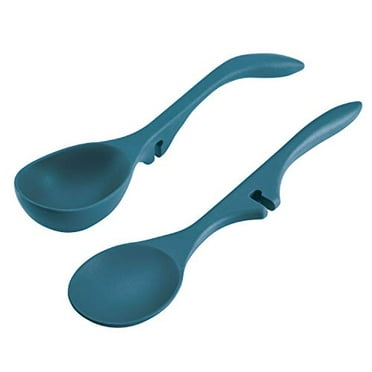 Rachael Ray Kitchen Tools and Gadgets Nonstick Utensils/Lazy Spoon and Ladle, 2 Piece, Marine Blue
