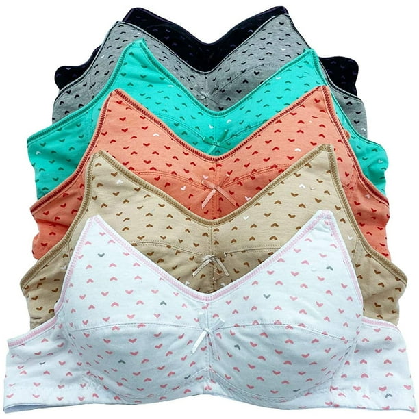 34A 6 Pieces Wire Free No Padding Teenager Girl Cotton Junior