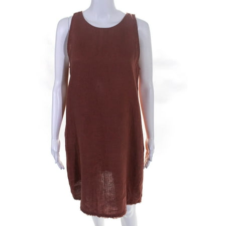 

Pre-owned|Garnet Hill Womens Fringe Bottom Thin Summer Dress Dark Orange Size 8
