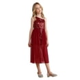 thumbnail image 3 of YEAHDOR Kids Girls Chiffon All Sequins Party Pageant Dress Sleeveless Asymmetrical Shoulder Straps Birthday Proms Ball Gown Burgundy 12, 3 of 7