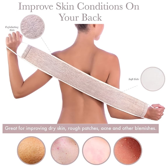 XIRQI Back Exfoliating Massage Back Washer,Extra Long Natural Sisal and Nylon Back Scrubber for Shower for Men Women