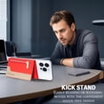 thumbnail image 4 of Allytechgroup Magnetic Card Holder Wallet Compatible with iPhone 16/15/14/13/12 Series, RFID Blocking PU Leather MagSafe Wallet with Kickstand & Zipper Pocket, Holds 6 Cards & Cash, Red, 4 of 12