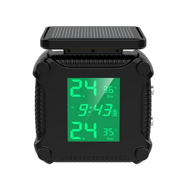 Motorcycle Tire Pressure Monitor Solar Alarm Large LCD Screen 2 Sensors Waterproof HD Display Real Time Reaction Long Distance Monitoring for Bikers