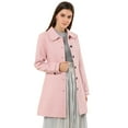 thumbnail image 1 of INSPIRE CHIC Women's Peter Pan Collar Single Breasted Winter Long Coat Pink L, 1 of 6