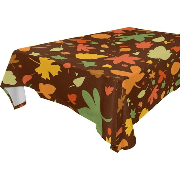 SKYSONIC 60”x90" Square Tablecloth with Autumn Leaves Seamless Prints, Anti-Wrinkle and Smooth Table Cloth for Kitchen/Home Decoration