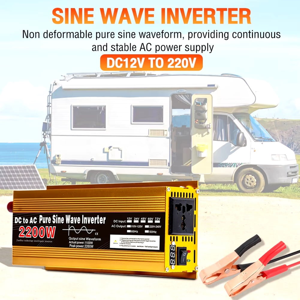DAMIFU Pure Sine Wave Inverter DC12V To AC220V 3000W Voltage Converter Transformer 12V-3000W