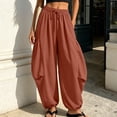 thumbnail image 2 of Noric Women Balloon Jogger Casual Pants High Waist Drawstring Elastic Waist Tie Hem Full Length with Pockets Lightweight Loose Fit Trousers, 2 of 9